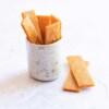 mango and peach fruit strips in a mug