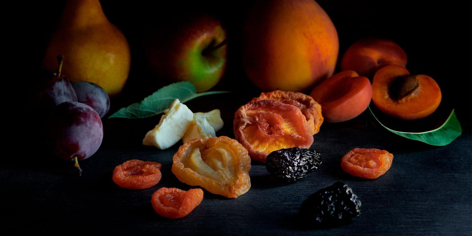 Fruit display for corporate gifting pears, prunes, apricots and apples